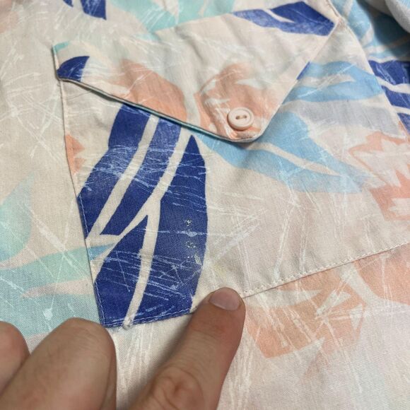 Vintage 70s/80s tropical blouse, size 42 KBJ Wear California pink & blue shirt - Picture 5 of 9